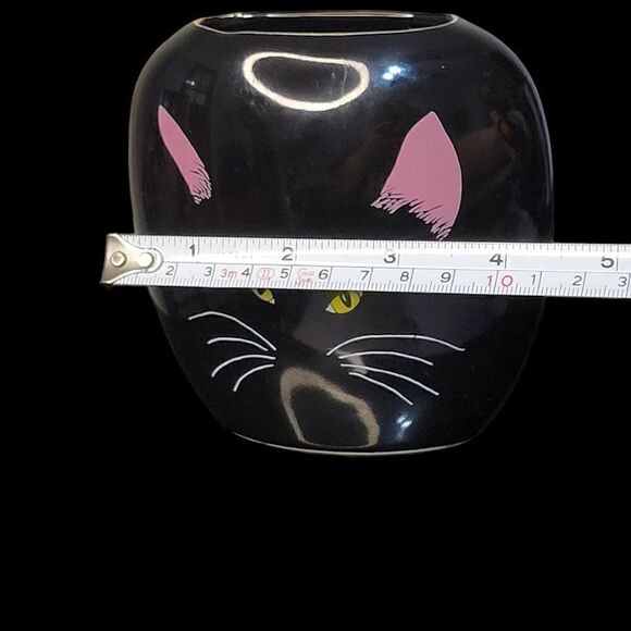Vintage Otagiri Ceramic Vase Black Cat Face - Picture 7 of 8